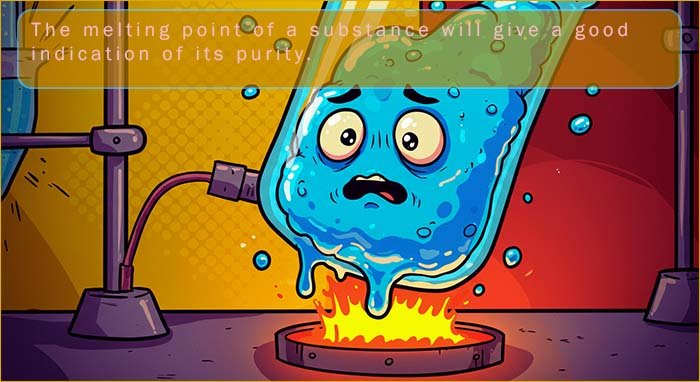 Image shows that melting point can be used to determine if a substance is pure.